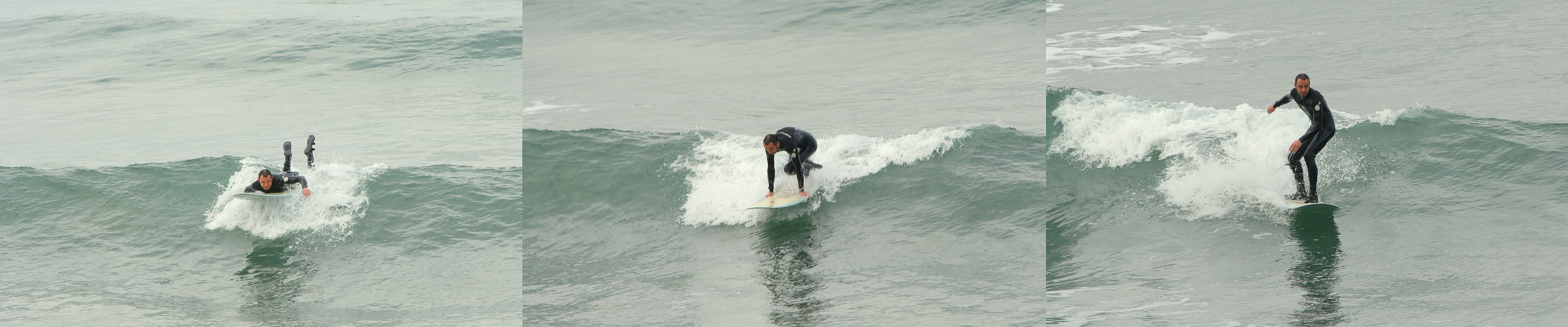 Sequenza di partenza su un longboard tra le onde a Lu Bagnu